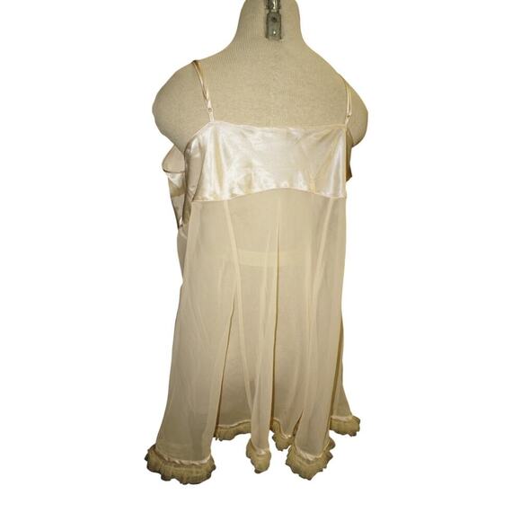 Cacique Lane Bryant Lingerie Babydoll Slip Dress 18/20 Sheer Satin Lace Ivory - Picture 6 of 11